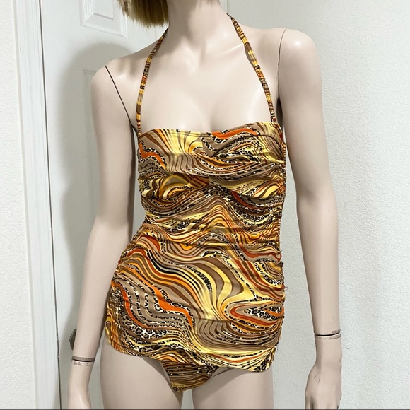 BIKINI BAY BB1010 1-pc Bandeau Swimsuit Leopard Multicolor Size 10 NWT - Picture 4 of 16